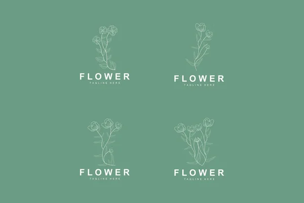Logotipo Floral Hojas Flores Jardín Botánico Vector Diseño Floral Vida — Vector de stock