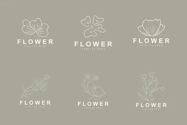 花のロゴ 葉と花植物園ベクトル 生命の花のデザイン — ストックベクタ