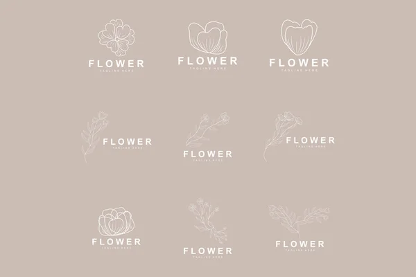 Цветочный Логотип Листья Цветы Вектор Ботанического Сада Цветочный Дизайн Жизни — стоковый вектор