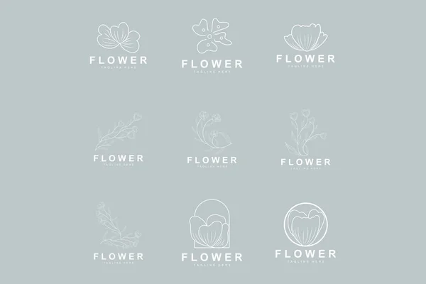Blommor Logotyp Blad Och Blommor Botaniska Trädgården Vektor Blommig Design — Stock vektor