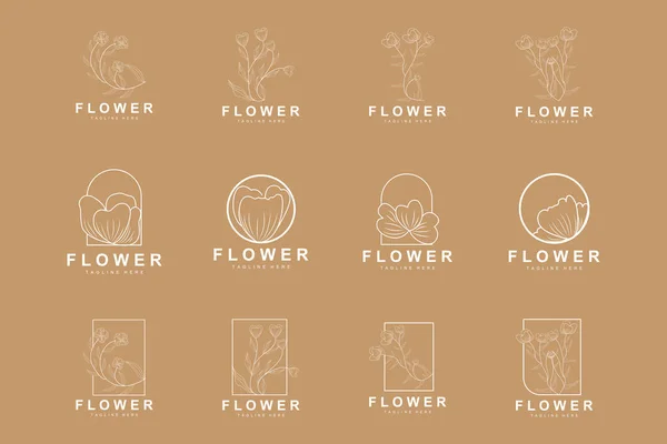 Kwiaciarnia Logo Liście Kwiaty Wektor Ogrodu Botanicznego Kwiatowy Design Życia — Wektor stockowy