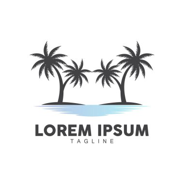 Hindistan cevizi ağacı logosu, Palm Tree Sunset Plaj Vektörü, Zarif Minimalist Basit Tasarım, Sembol Şablonu Simgesi Simgesi Simgesi Simgesi