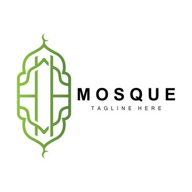 Mosque Logo, Islamic Worship Design, Eid Al Fitr Mosque Building Vector Icon Template, Ramadan, Eid Al Adha