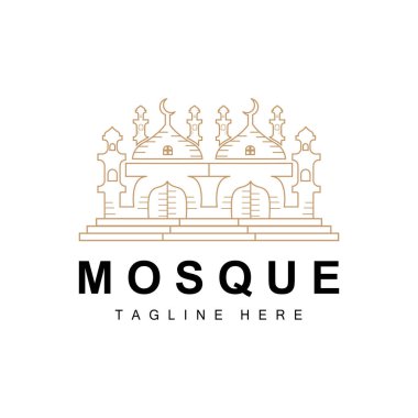 Mosque Logo, Islamic Worship Design, Eid Al Fitr Mosque Building Vector Icon Template, Ramadan, Eid Al Adha