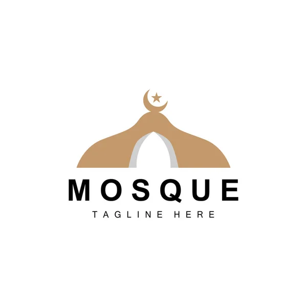 Mosque Logo Islamic Worship Design Eid Fitr Mosque Building Vector — Stockvektor