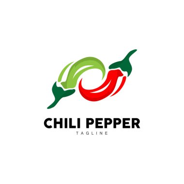 Chili Logosu ve Baharatlı Kırmızı Biber, Bahçe Bitkileri Vektörü, Siluet Çizim Sembolü