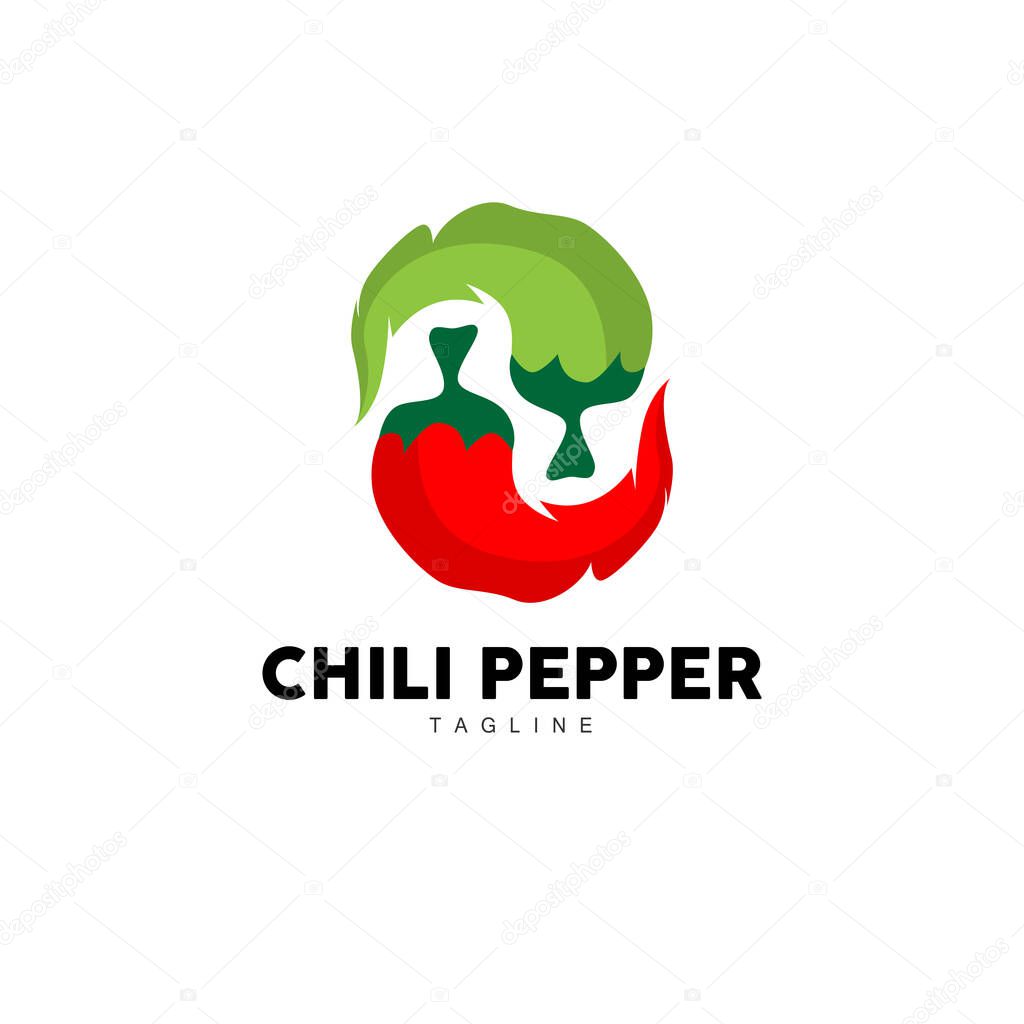 Chili Logo, And Spicy Red Chili, Garden Plants Vector, Silhouette Illustration Symbol