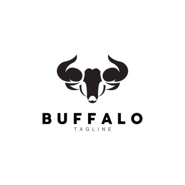 Buffalo Logosu, Hayvancılık Çiftliği Hayvan Vektörü, Buffalo Baş Tasarımı Basit Şablon