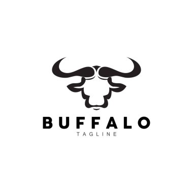 Buffalo Logosu, Hayvancılık Çiftliği Hayvan Vektörü, Buffalo Baş Tasarımı Basit Şablon