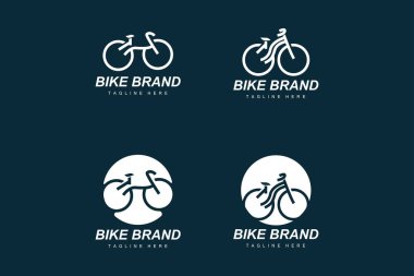 Motosiklet Logosu. Bisiklet Spor Şube Vektörü, Basit Minimalist Ulaşım Tasarımı, Şablon, Silüet
