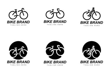 Motosiklet Logosu. Bisiklet Spor Şube Vektörü, Basit Minimalist Ulaşım Tasarımı, Şablon, Silüet