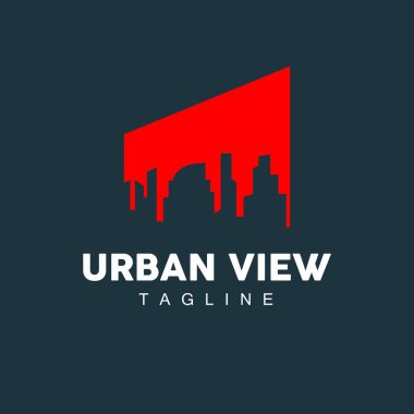 Skyline Logosu, Basit Modern Gökdelenler Tasarımı, Vektör Şehir Binaları, Simge Görünümü