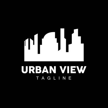 Skyline Logosu, Basit Modern Gökdelenler Tasarımı, Vektör Şehir Binaları, Simge Görünümü