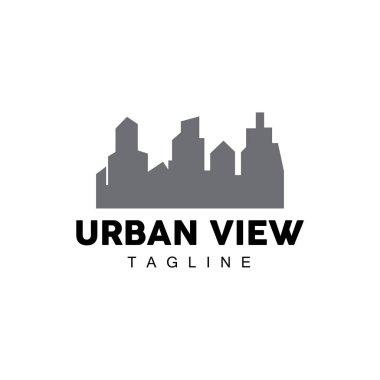 Skyline Logosu, Basit Modern Gökdelenler Tasarımı, Vektör Şehir Binaları, Simge Görünümü