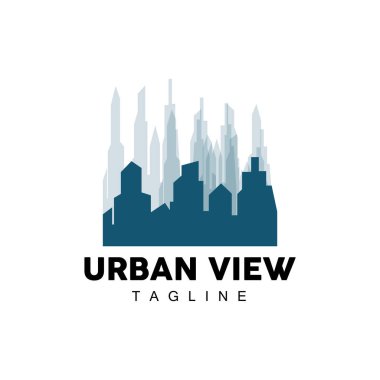 Skyline Logosu, Basit Modern Gökdelenler Tasarımı, Vektör Şehir Binaları, Simge Görünümü