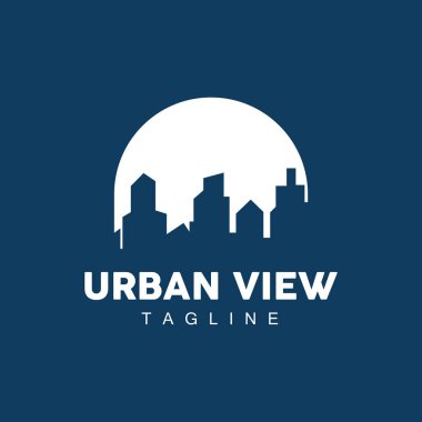 Skyline Logosu, Basit Modern Gökdelenler Tasarımı, Vektör Şehir Binaları, Simge Görünümü