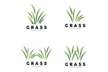Green Grass Logo Design, Farm Landscape Illustration, Natural Scenery Vector
