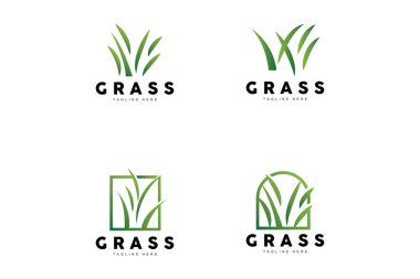 Green Grass Logo Design, Farm Landscape Illustration, Natural Scenery Vector
