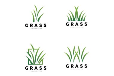 Green Grass Logo Design, Farm Landscape Illustration, Natural Scenery Vector