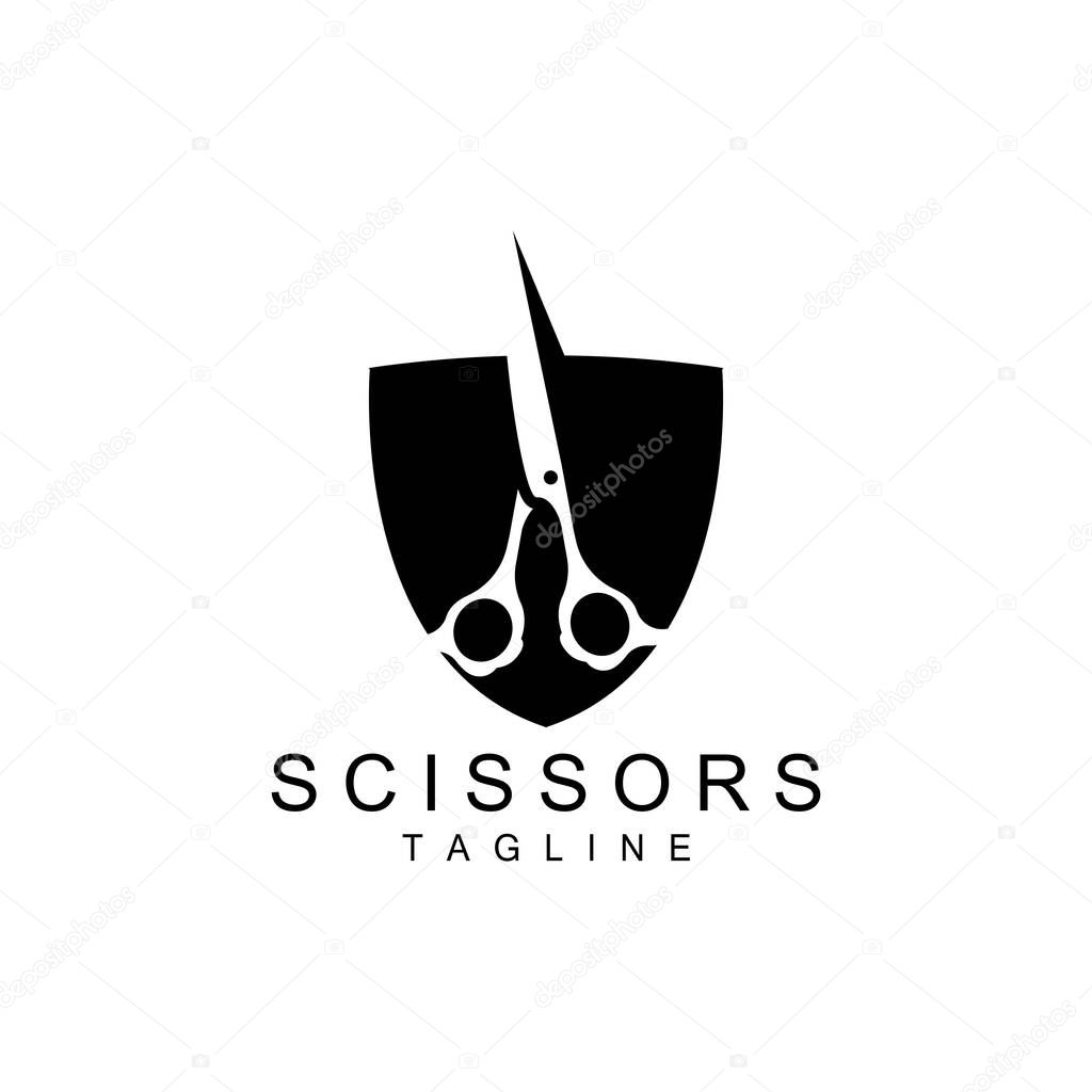Scissors Logo, Shaver Vector, Simple Barber Shop Design, Icon, Background, Symbol, Template