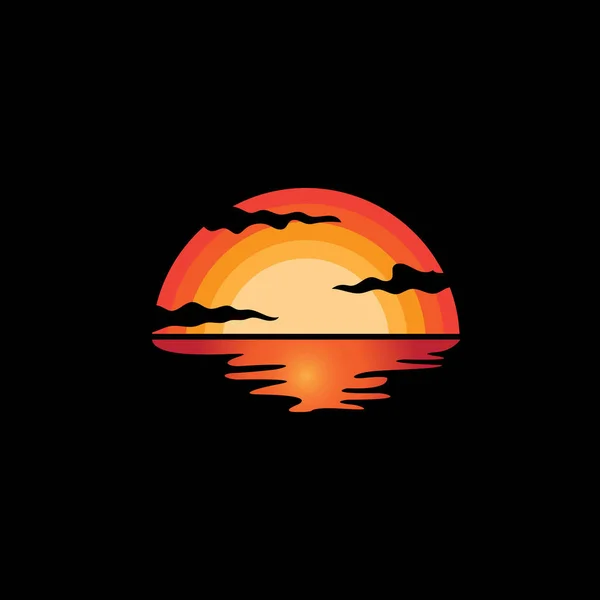 Logotipo Pôr Sol Vetor Sol Paisagem Natural Praia Ilustração Minimalista — Vetor de Stock