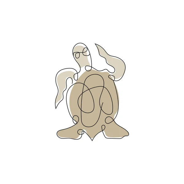 Sea Turtle Logo Design Protected Amphibian Marine Animal Icon Illustration — Stok Vektör