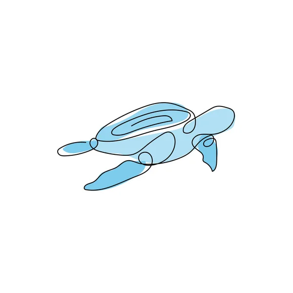 Sea Turtle Logo Design Protected Amphibian Marine Animal Icon Illustration — Stockový vektor