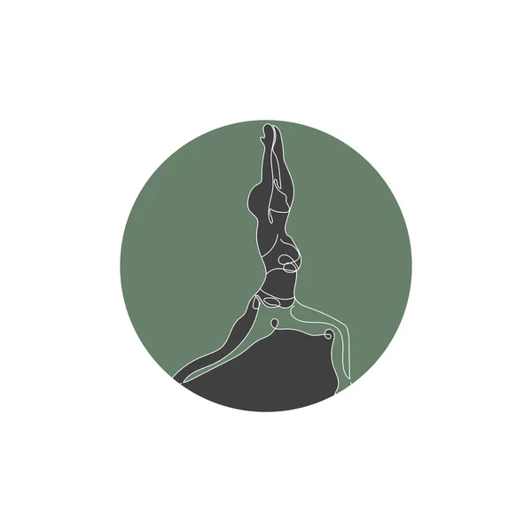 Pilates Sitting Pose Logo Icon Symbol Calming Yoga Exercise Moves — Stok Vektör