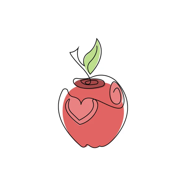 Logo Apple Fruta Roja Dulce Fresca Granja Del Vector Diseño — Vector de stock
