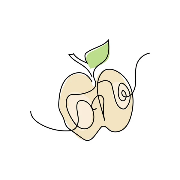 Elma Logosu Vektör Çiftliği Taze Tatlı Kırmızı Meyve Basit Çizgilerle — Stok Vektör