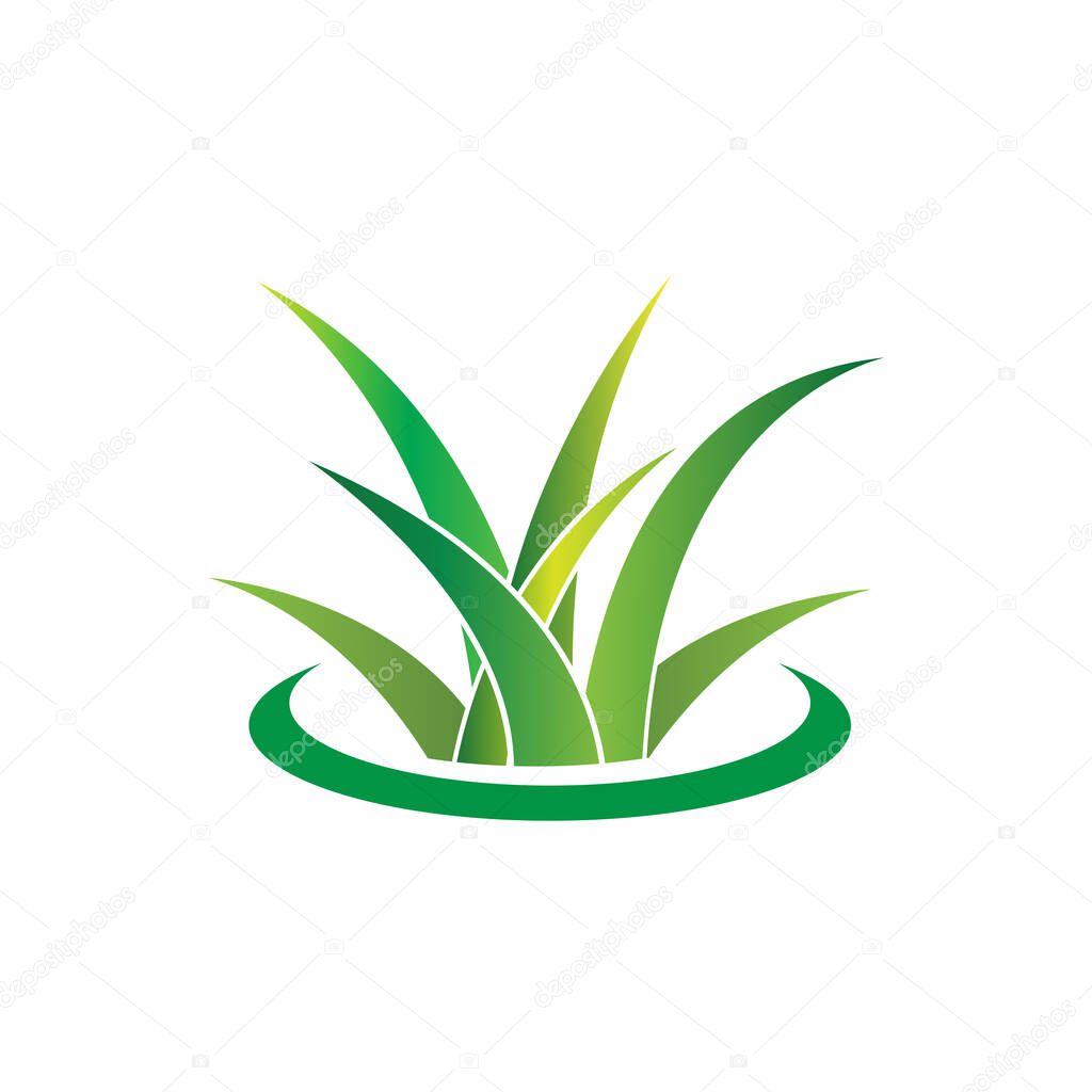 Green Grass Logo Design, Farm Landscape Illustration, Natural Scenery Vector