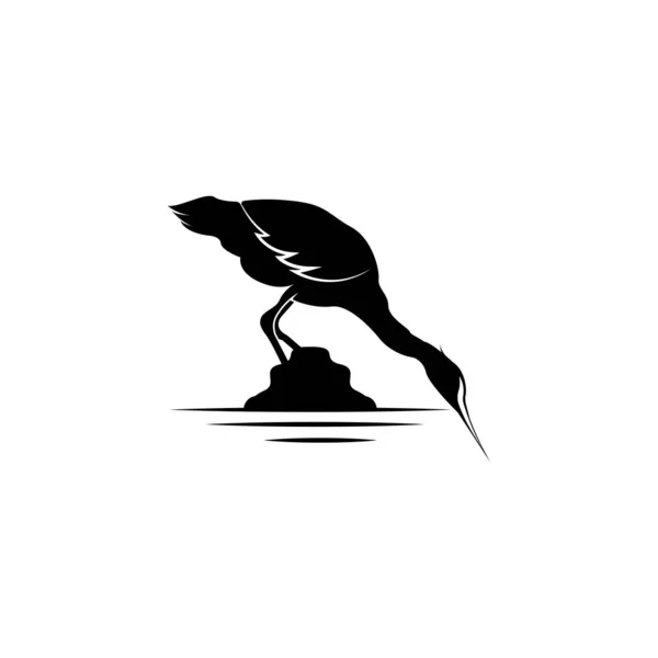Heron Bird Logo Vector Bird Flying Stork Heron Animal Silhouette — Stock Vector