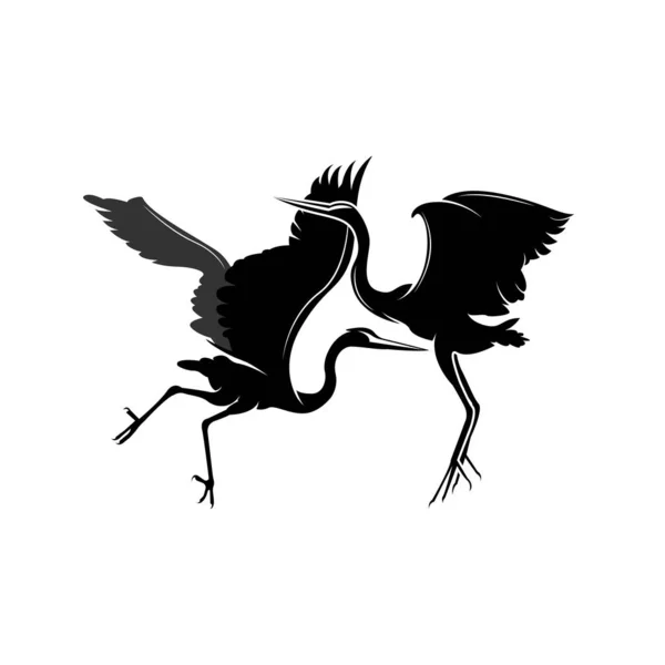 Heron Bird Logo Vector Bird Flying Stork Heron Animal Silhouette — Vetor de Stock