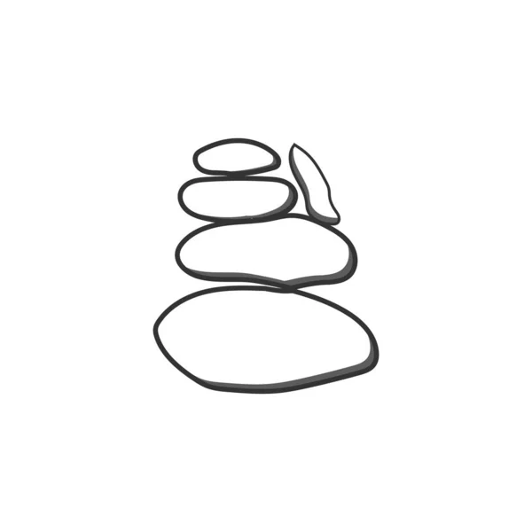 Logo Pietra Vettore Zen Meditazione Stone Balance Tranquillità Yoga Minimalista — Vettoriale Stock