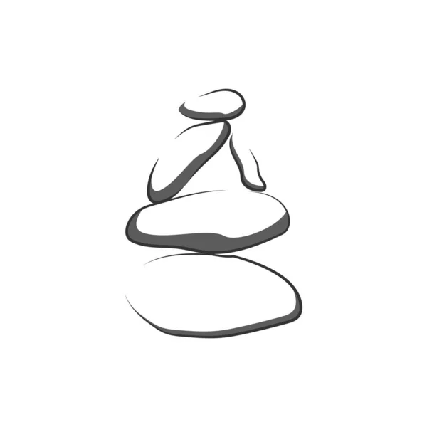 Stone Logo Vector Zen Meditatie Stone Balance Tranquility Yoga Minimalistisch — Stockvector