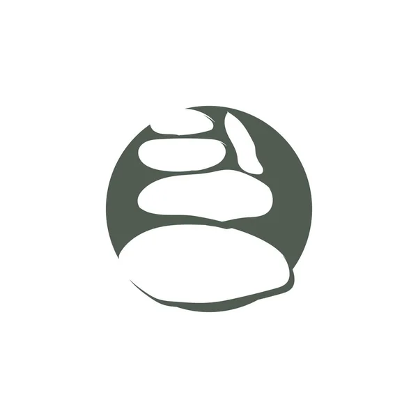 Stein Logo Vektor Zen Meditation Steinbalance Ruhe Yoga Minimalistisches Einfaches — Stockvektor