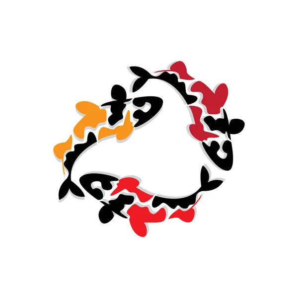 Koi Fisch Logo Design Chinese Lucky Triumph Ornamental Fish Vector — Stockvektor