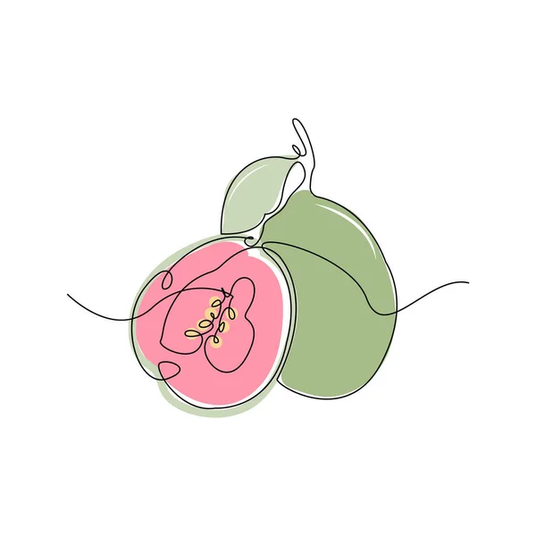 Guava Logo Vector Garden Farm Guava Juice Fruit Line Design — 图库矢量图片