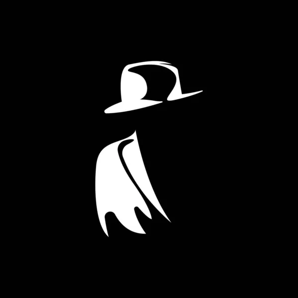 Diseño Del Logotipo Del Hombre Detective Mafia Detective Moda Esmoquin — Archivo Imágenes Vectoriales
