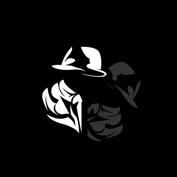 Detective Man Logo Design Mafia Detective Fashion Tuxedo Chapéu Ilustração —  Vetores de Stock