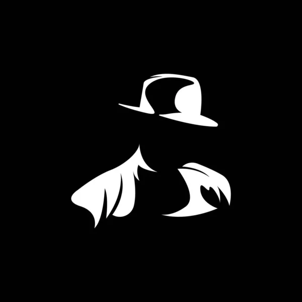 Detektiv Mann Logo Design Mafia Detektiv Mode Smoking Und Hut — Stockvektor