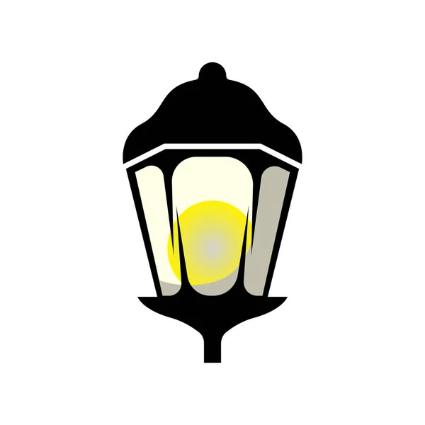ストリートランプロゴ ランタンランプベクトル 照明クラシックレトロデザイン シルエットアイコンプレミアムテンプレート — ストックベクタ