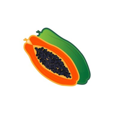 Papaya Logo Tasarımı, Vitamin Meyve Vektörü, Meyve Ürünleri İllüstrasyon Simgesi