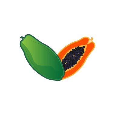 Papaya Logo Tasarımı, Vitamin Meyve Vektörü, Meyve Ürünleri İllüstrasyon Simgesi