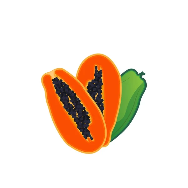 Papaya Logo Design Vitamin Fruit Vector Fruit Product Brand Illustration — Stock Vector