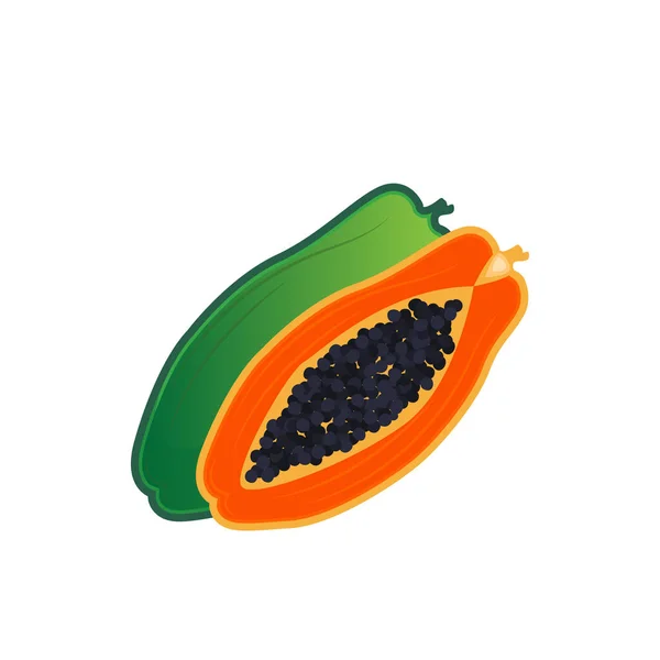 Diseño Logo Papaya Vector Fruta Vitamina Icono Ilustración Marca Producto — Vector de stock
