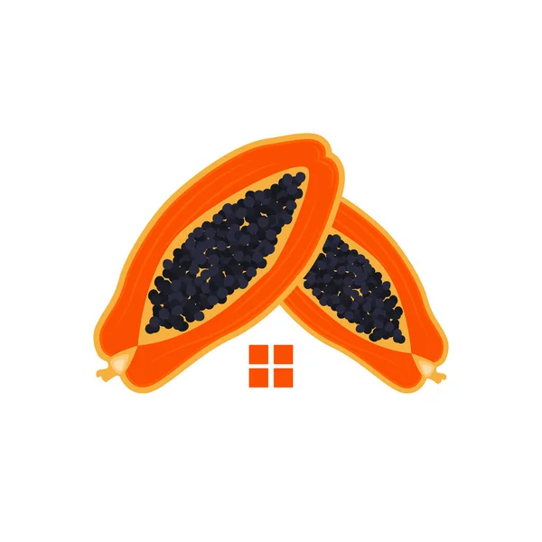 Logo Papaya Progettazione Vettore Della Frutta Della Vitamina Icona Illustrazione — Vettoriale Stock