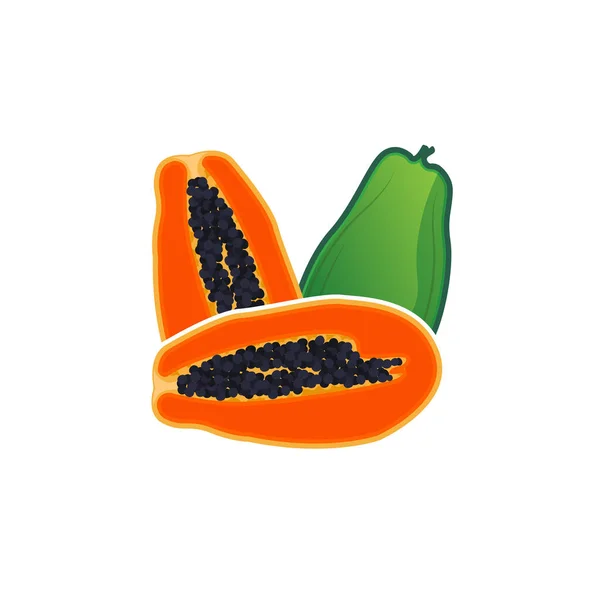 Papaya Logo Design Vitamin Fruit Vector Fruit Product Brand Illustration — Stock Vector