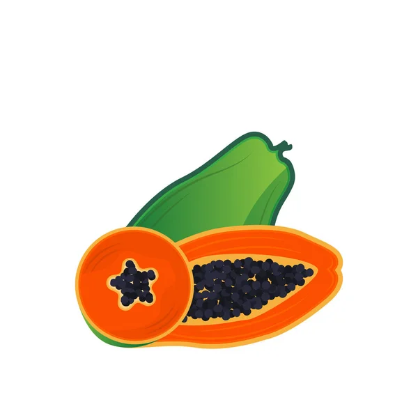 パパイヤロゴデザイン ビタミンフルーツベクトル フルーツ製品ブランドイラストアイコン — ストックベクタ