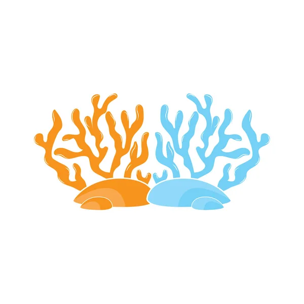 海藻ロゴ 海洋植物デザイン 海洋生物ベクトル シンボルイラスト — ストックベクタ